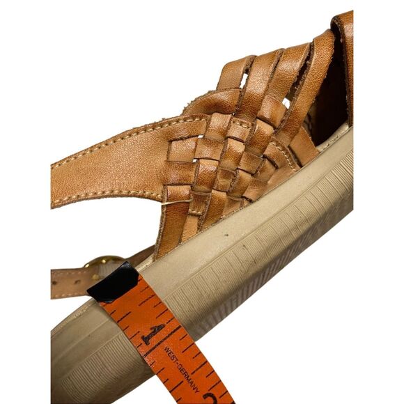 Softspots Womens 7W Brown Cognac Leather Huarache Adjustable Slingback Sandals - Picture 10 of 11